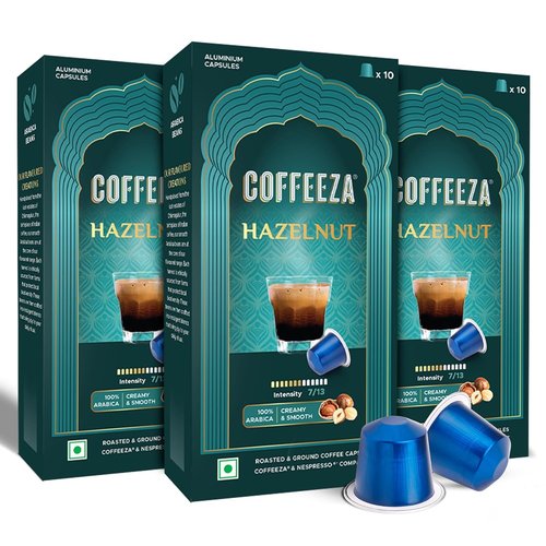 Coffeeza Espresso Coffee Pods - Hazelnut Flavor, Medium Roast, Compatible with Nespresso Machines | 30 Single Serve Pods
