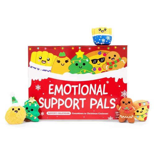 Emotional Support Plush Advent Calendar by Relatable for Kids or Teens, Contains 25 Mini Collectible Plushies Including Fries, Gingerbread, and Nugget Plush Toys, Stocking Stuffers for Kids