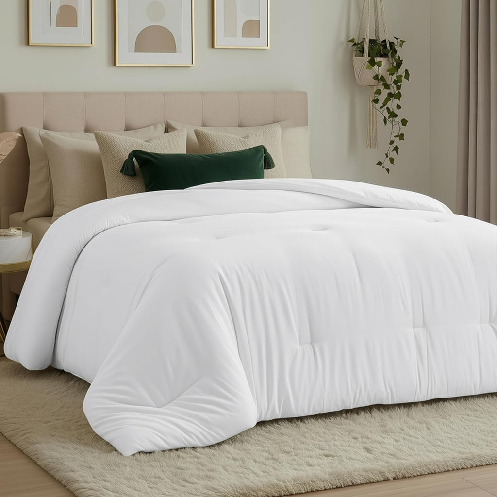 Utopia Bedding Queen Comforter - All Season Down Alternative Duvet Insert | Machine Washable 88 x 88 Inches (White)