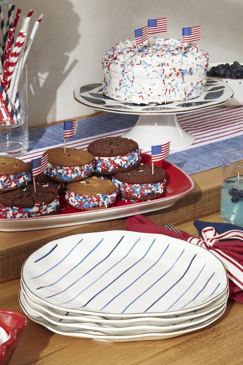 Lenox 895695 Blue Bay Stripes 4-Piece Dinner Plate Set