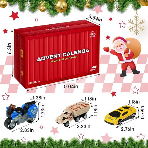 Advent Calendar 2025 - Kids Toy Cars Set with 24 Alloy Vehicles & Play Mat | Perfect Christmas Gift