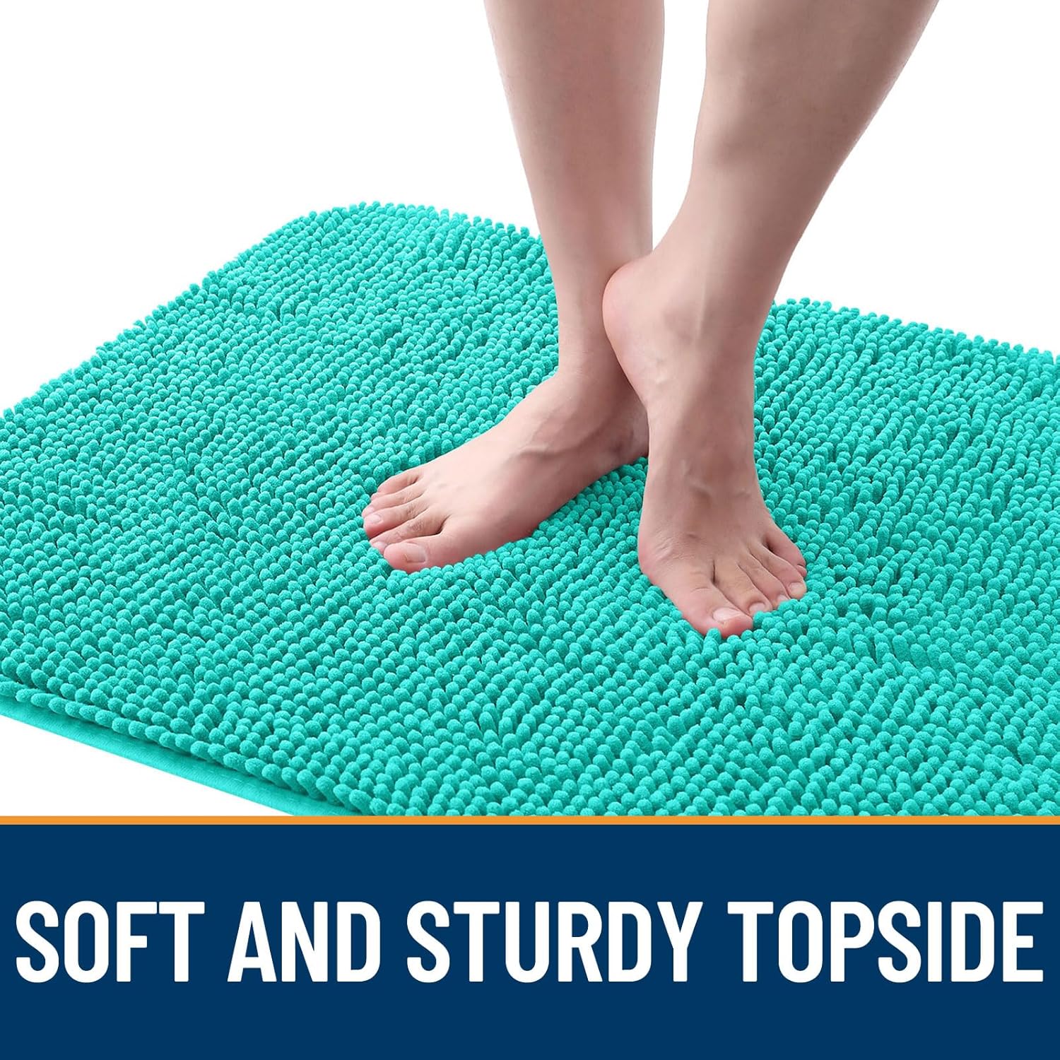 OLANLY Dog Door Mat - Absorbent Non-Slip Mud Mat for Muddy Paws | Quick Dry Chenille, 44x24, Teal