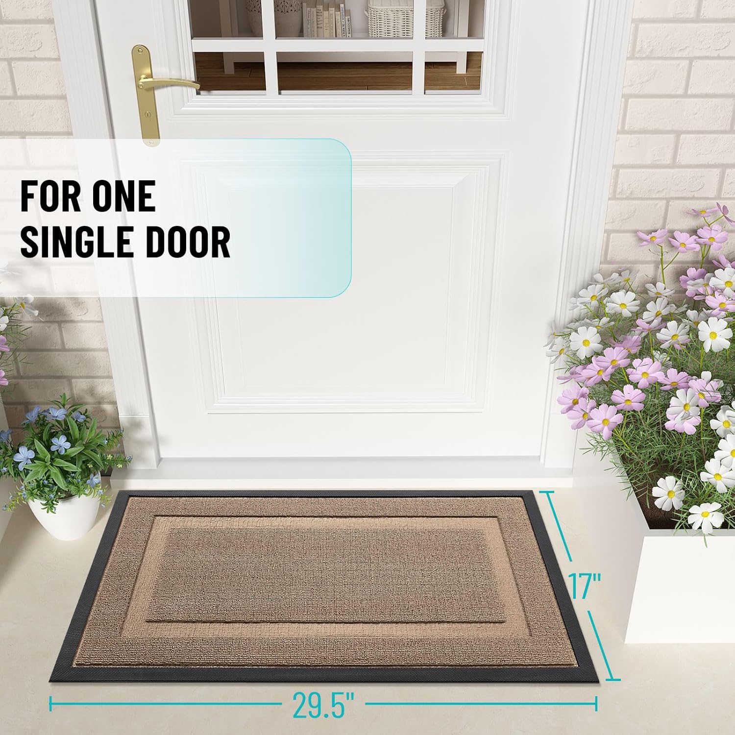 OLANLY Waterproof Front Door Mat - All-Season Indoor/Outdoor Doormat, Easy Clean, 47x17, Mocha