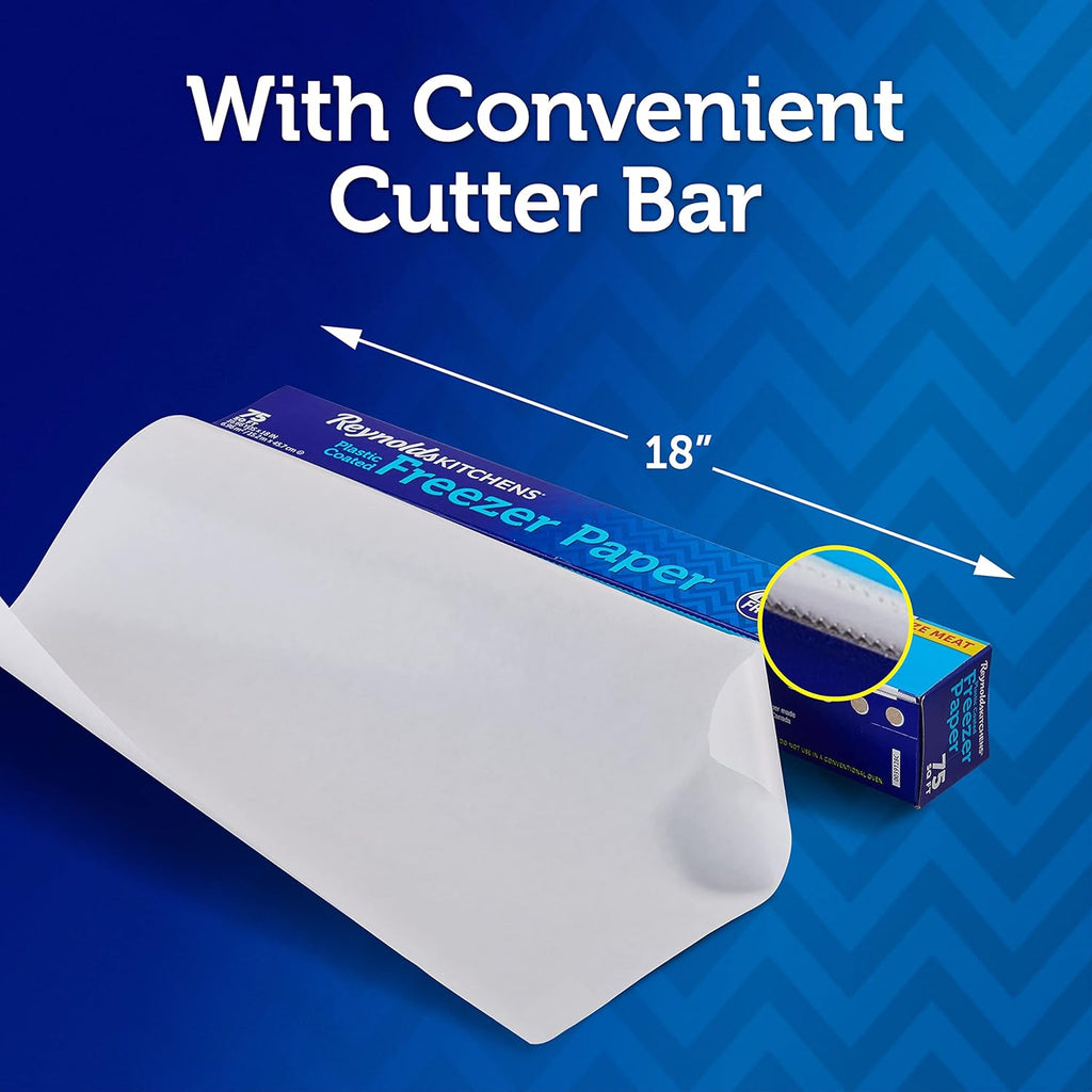Reynolds Kitchens Freezer Paper - Plastic-Coated for Superior Freshness | 50 Sq Ft Roll