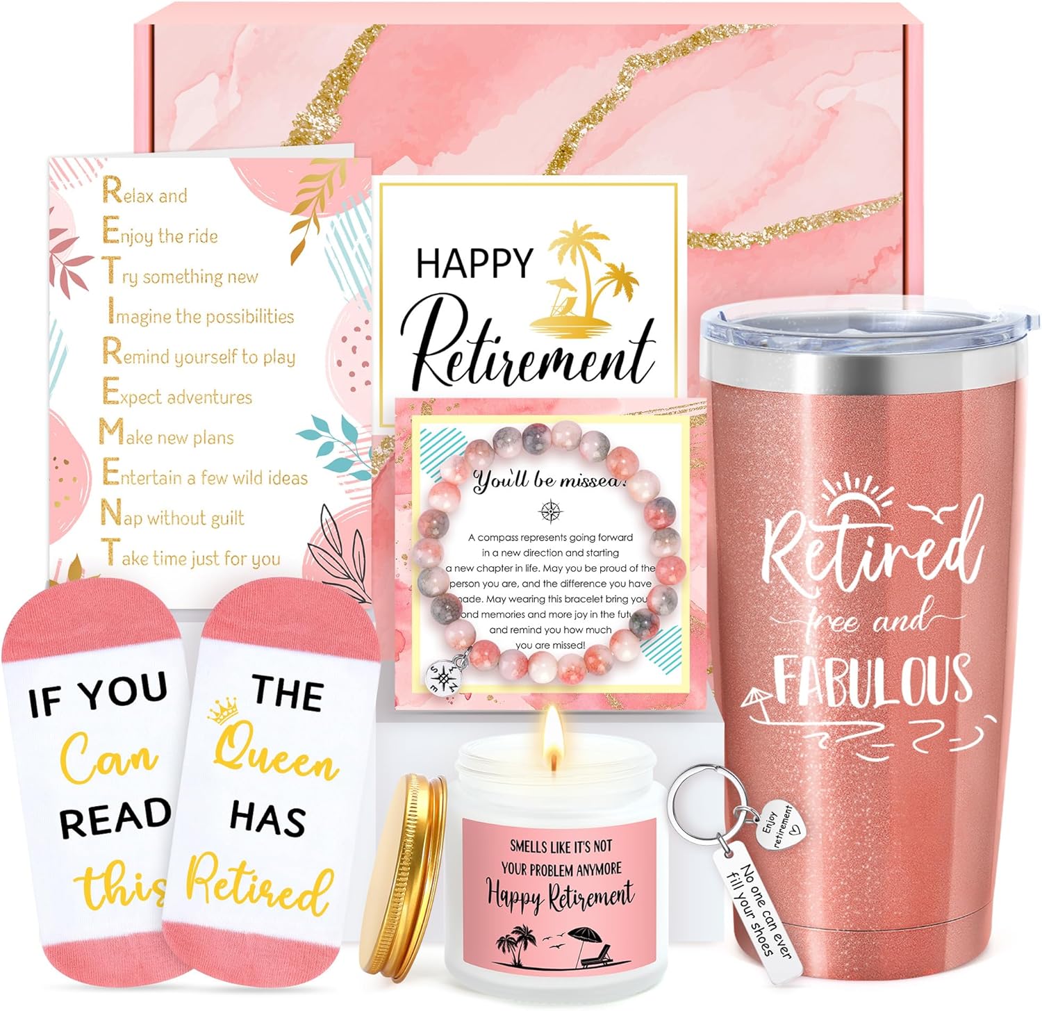Skiennix Retirement Gift Basket for Women - 20oz Tumbler & Fun Accessories | Perfect for Coworkers, Teachers, Nurses, and Moms