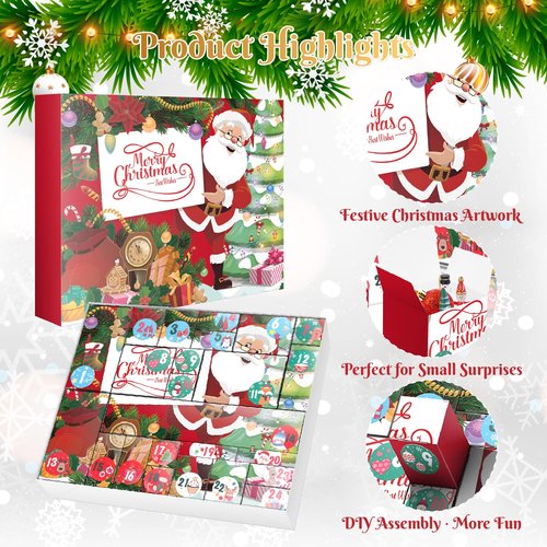 DIY Christmas Advent Calendar to Fill Empty Gift Box Set 2025-24 Days of Surprise Boxes for Kids, Family & Friends - Red