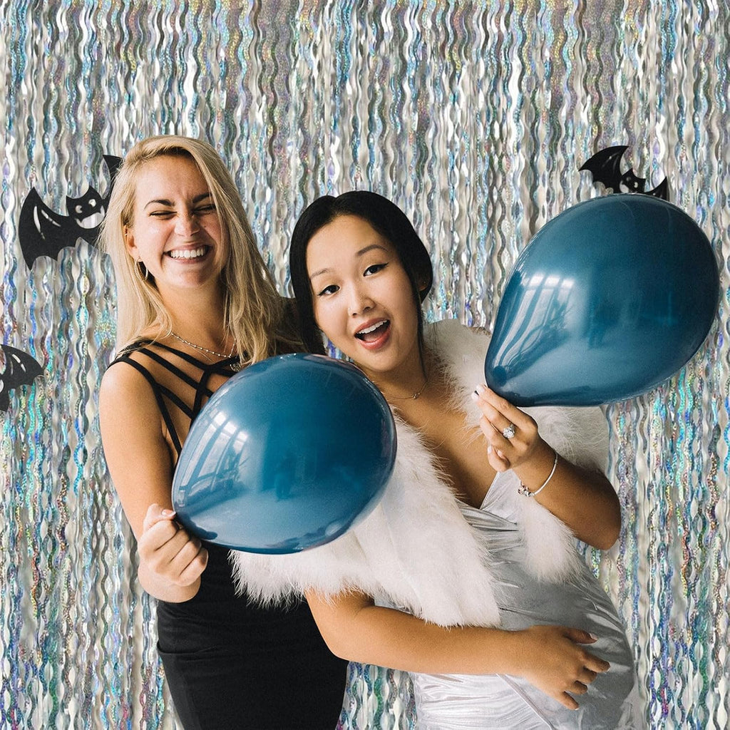 Skiennix Tinsel Foil Fringe Curtains - Sparkling Wavy Backdrop for Parties & Events | Photo Booth Decor