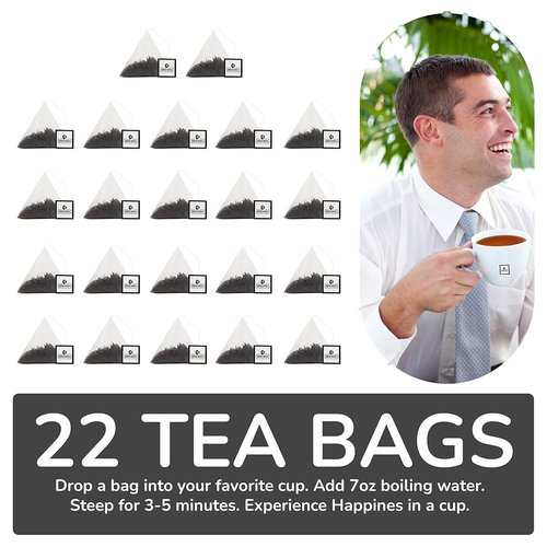 BREWIX Earl Grey Tea Bags - Long Leaf Indian Black Tea with Bergamot | 22 Pyramid Bags in Resealable Pouch