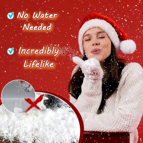 Biggun Water-Free Fake Snow - Lifelike Fire-Resistant Dry Faux Snow for Christmas Village Decor | 8.8 Oz