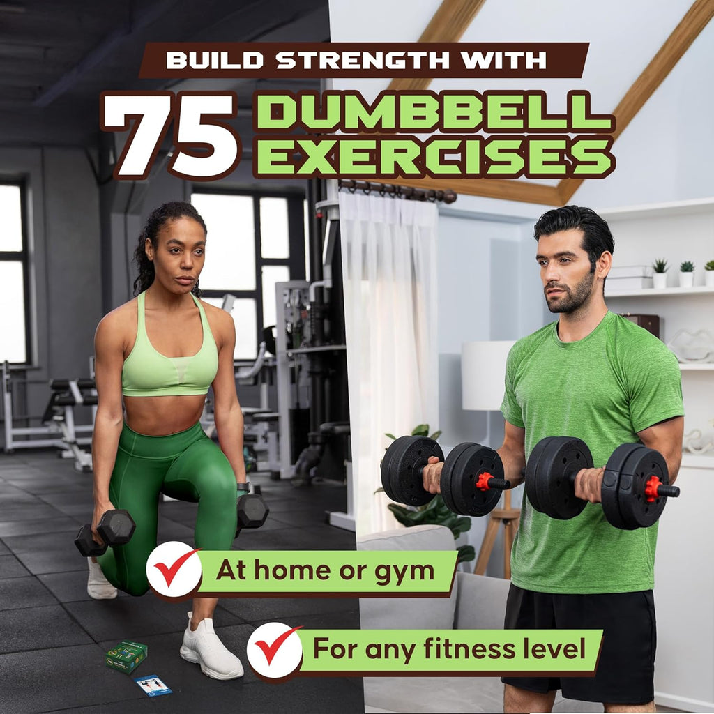 75 Dumbbell Workout Cards - Full Body Weight Training Exercise Deck for At-Home Fitness | 12 Pre-Made Strength Workouts
