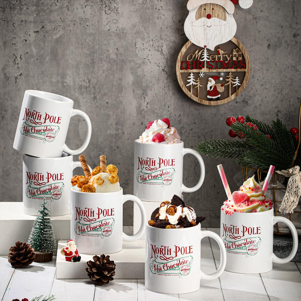 Yaomiao 16 Pcs North Pole Mug Hot Chocolate Mug Christmas Coffee Cup Christmas Gifts Santa Xmas Ceramic Cups with Handle for Women Men Team Employee Teacher Nurse