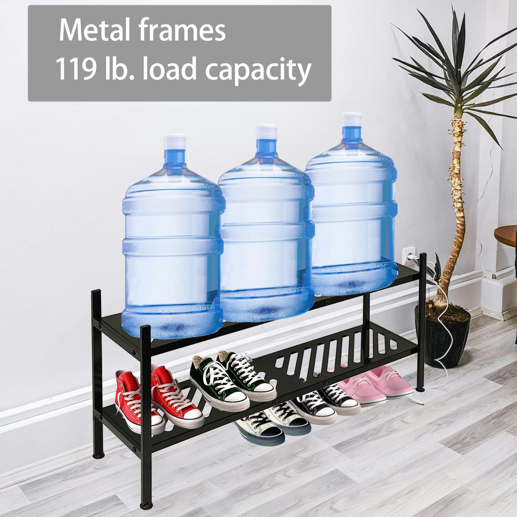 Nijoam Shoe Rack - Metal Shoe Organizer 2 Tier Shoes Shelf Storage, 35 Inches Stackable Long Show Stand Holder for Closet, Entryway, Garage, Floor, Door Entrance, Black