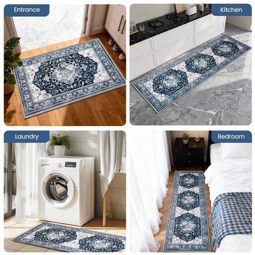 Kitchen Rug Set 3Pcs, Boho Rug Sets Non Slip Washable for Floor Thick Farmhouse Kitchen Decor Runner Rugs for Kitchen, Entryway，Laundry, Hallways 20''x32''+20''x48''+20''x59