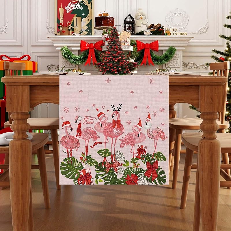 Pink Hawaiian Christmas Table Runner 13x72 Inches - 100% Polyester, Holiday Decor (Variation: Hawaiian Christmas+13" x 72")