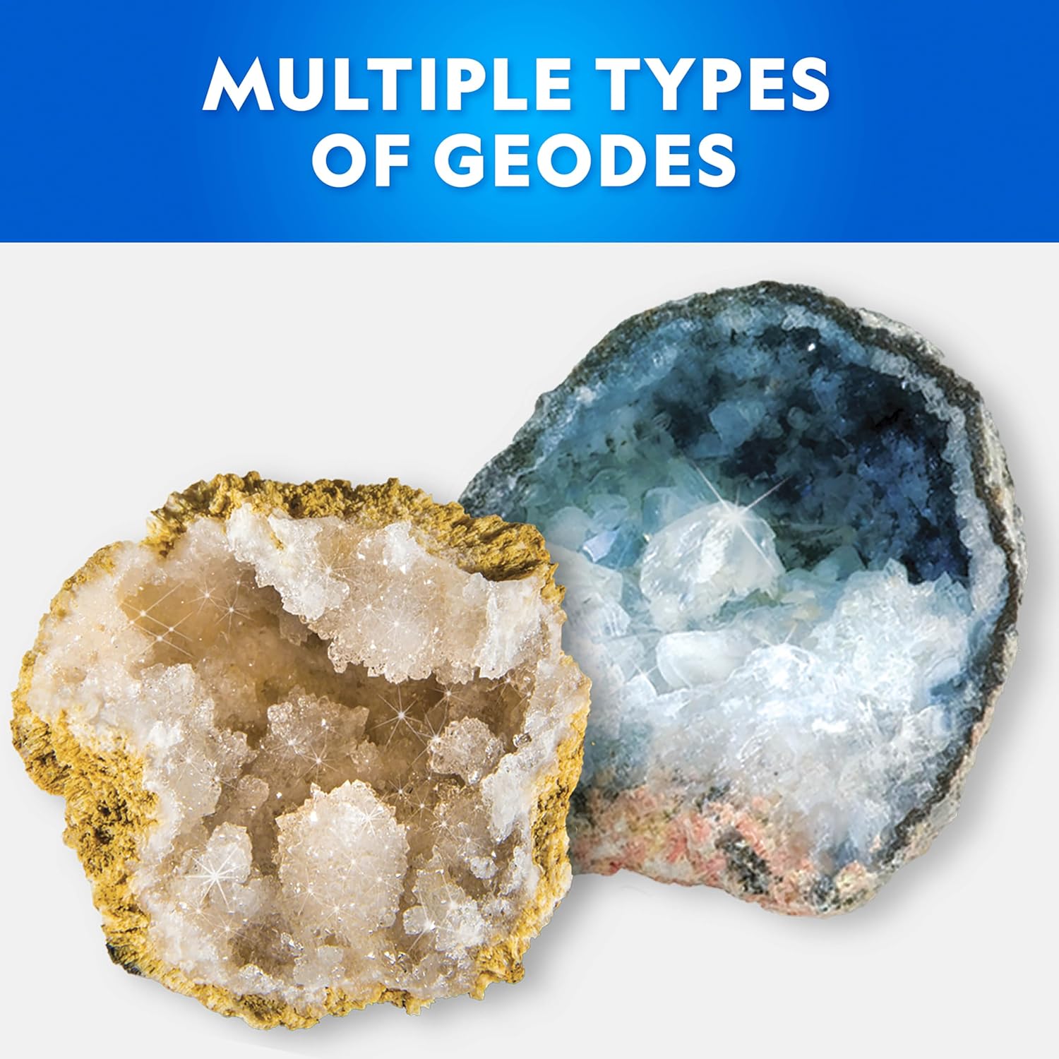 National Geographic Geode Science Kit - Break Open 15 Premium Geodes with Goggles & Display Stands | Perfect STEM Gift for Kids