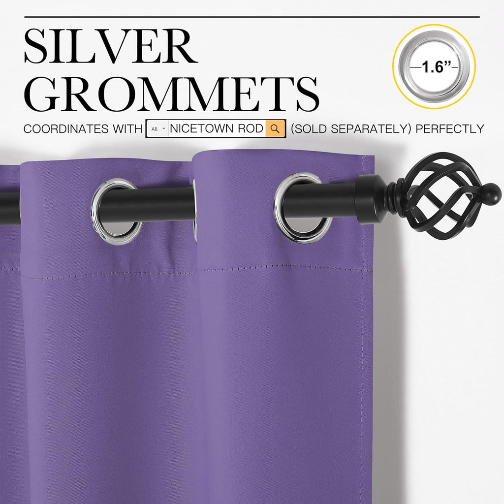 NICETOWN Blackout Curtain Panels - Thermal Insulated Grommet Drapes | Lilac Purple, 34x72 Inch (1 Pair)