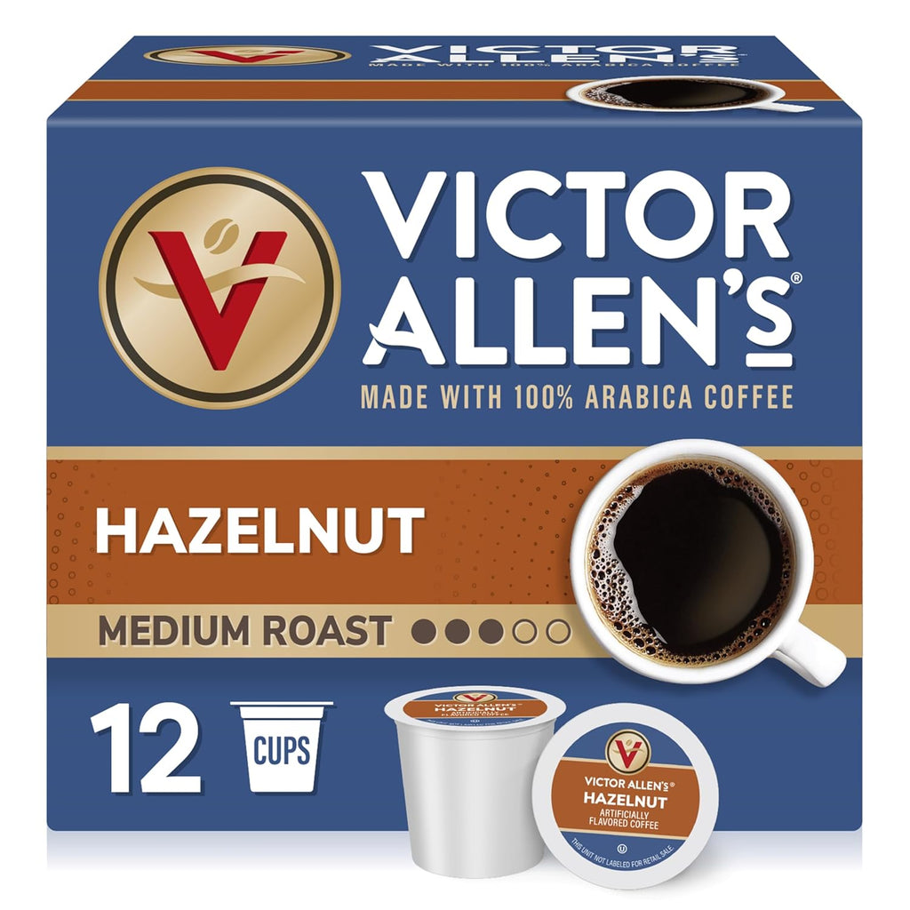 Victor Allen's Coffee Hazelnut Flavored Medium Roast | 12 Count Single Serve Pods for Keurig