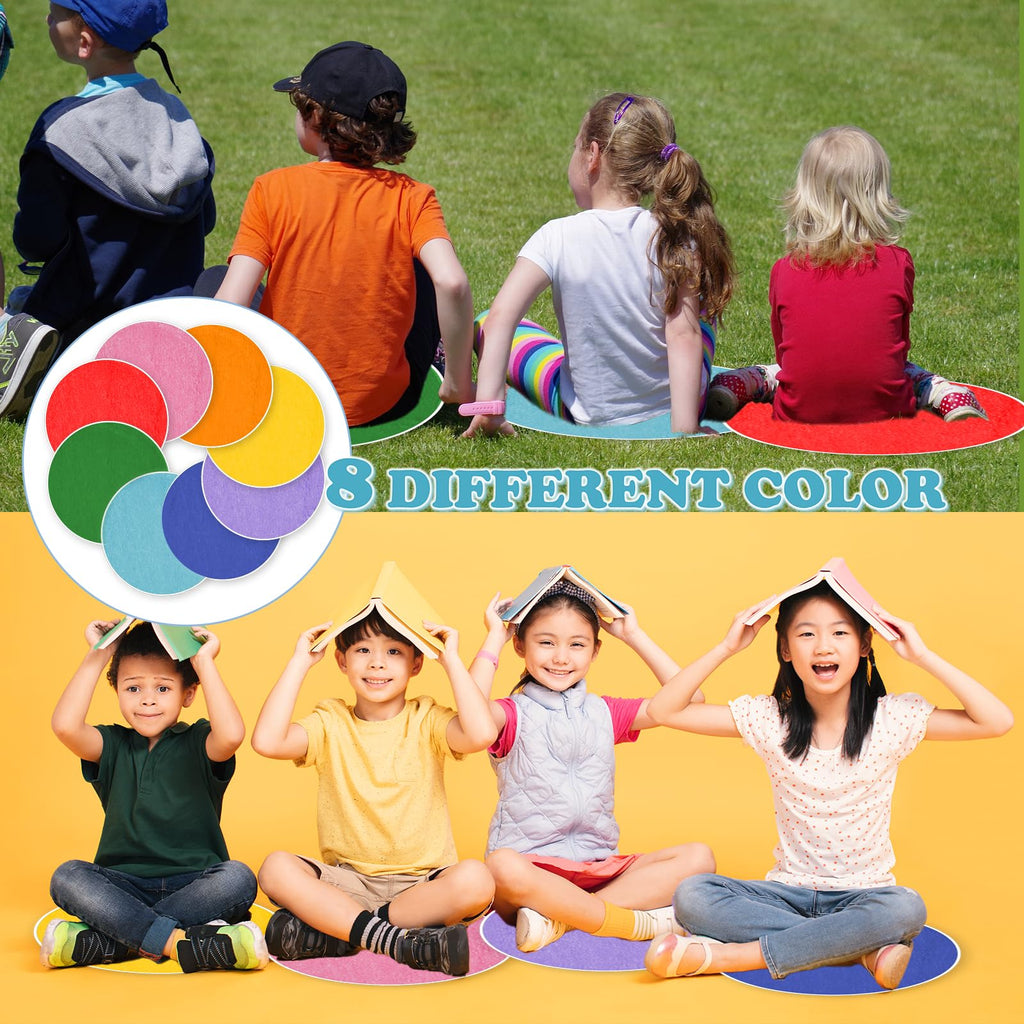 8 Pcs Kids Carpet Circle Seats Classroom Rugs 16" Kids Floor Cushions Round Soft Warm Mat for Preschool Home School Story Time, Group Activity Educational Playing Areas