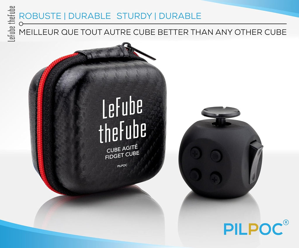 PILPOC Fidget Cube - 6-Sided Stress Relief Toy for Adults & Kids | Boosts Concentration & Mindfulness (Midnight)