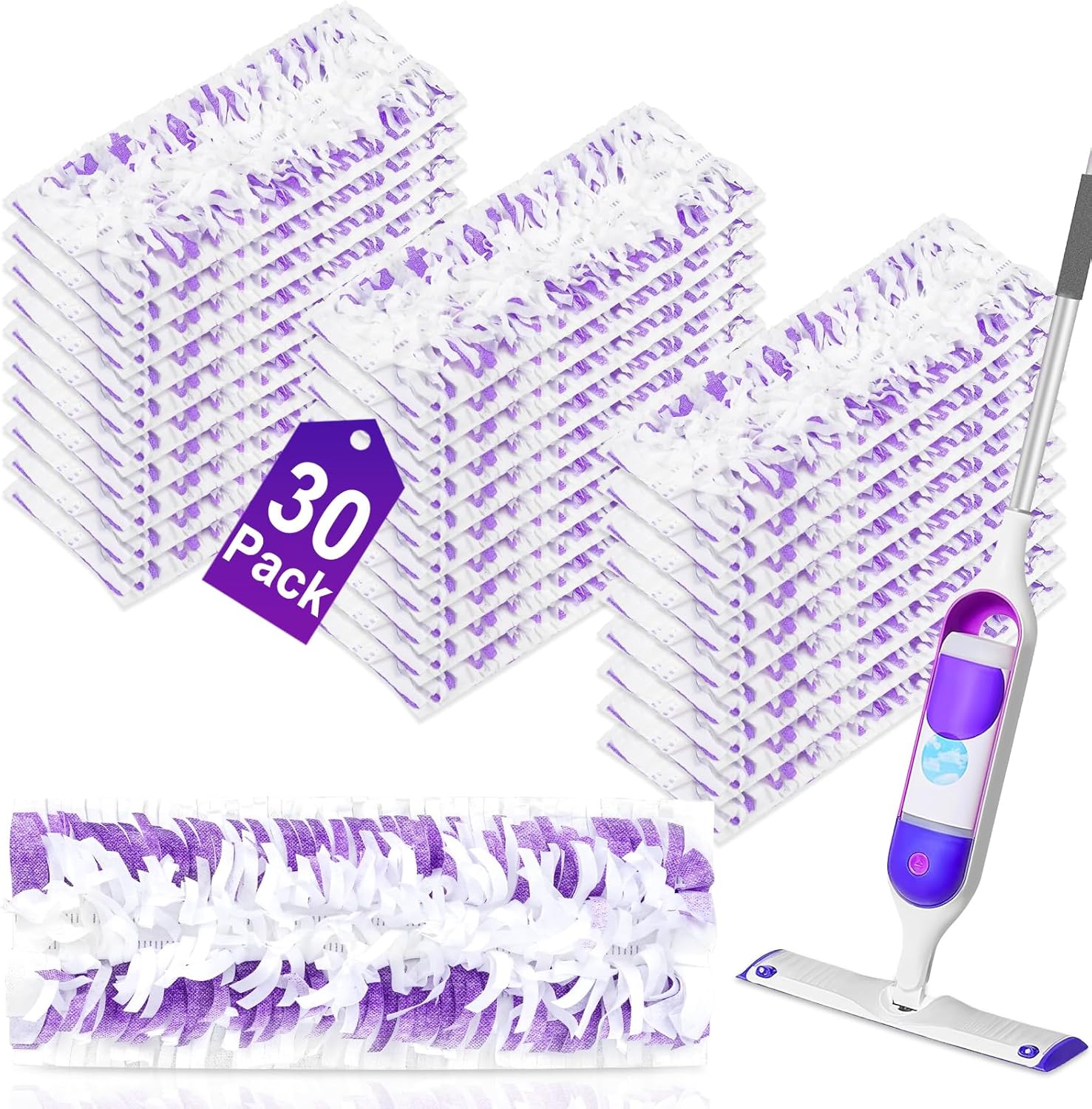Skiennix 30 Pack Disposable Power Mop Pads - Thickened Multi-Surface Replacement for Swiffer Wet Pads
