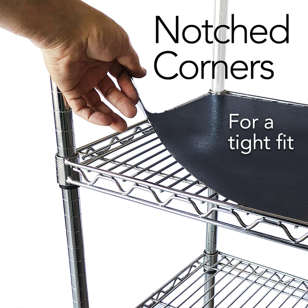 RESILIA Shelf Liner Set for Wire Shelving Rack – 4 Pack, 18 Inch Long x 48 Inch Wide, Black Plastic Vinyl Covers for Kitchen, Pantry, & Garage Racks, Made in The USA