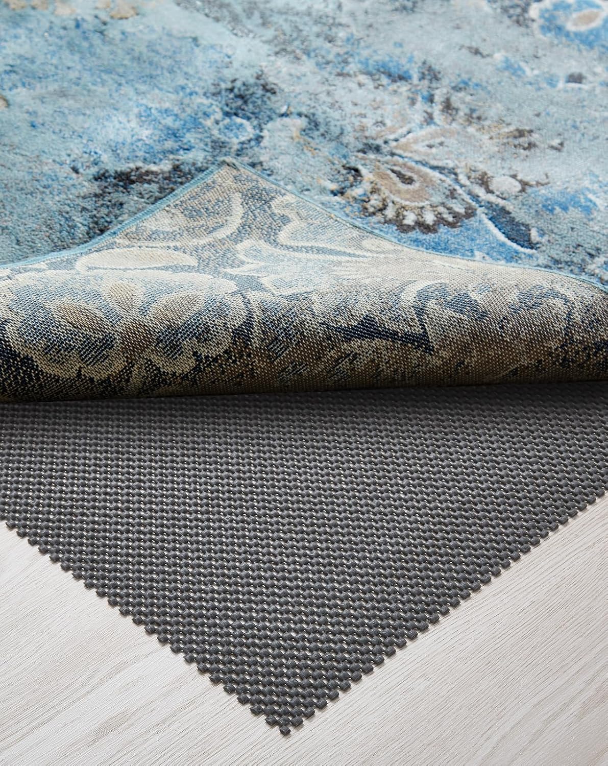 Veken Rug Pad Gripper - Non-Slip 2x6 Ft Thick Dark Grey Rug Pad for Hardwood & Tile Floors