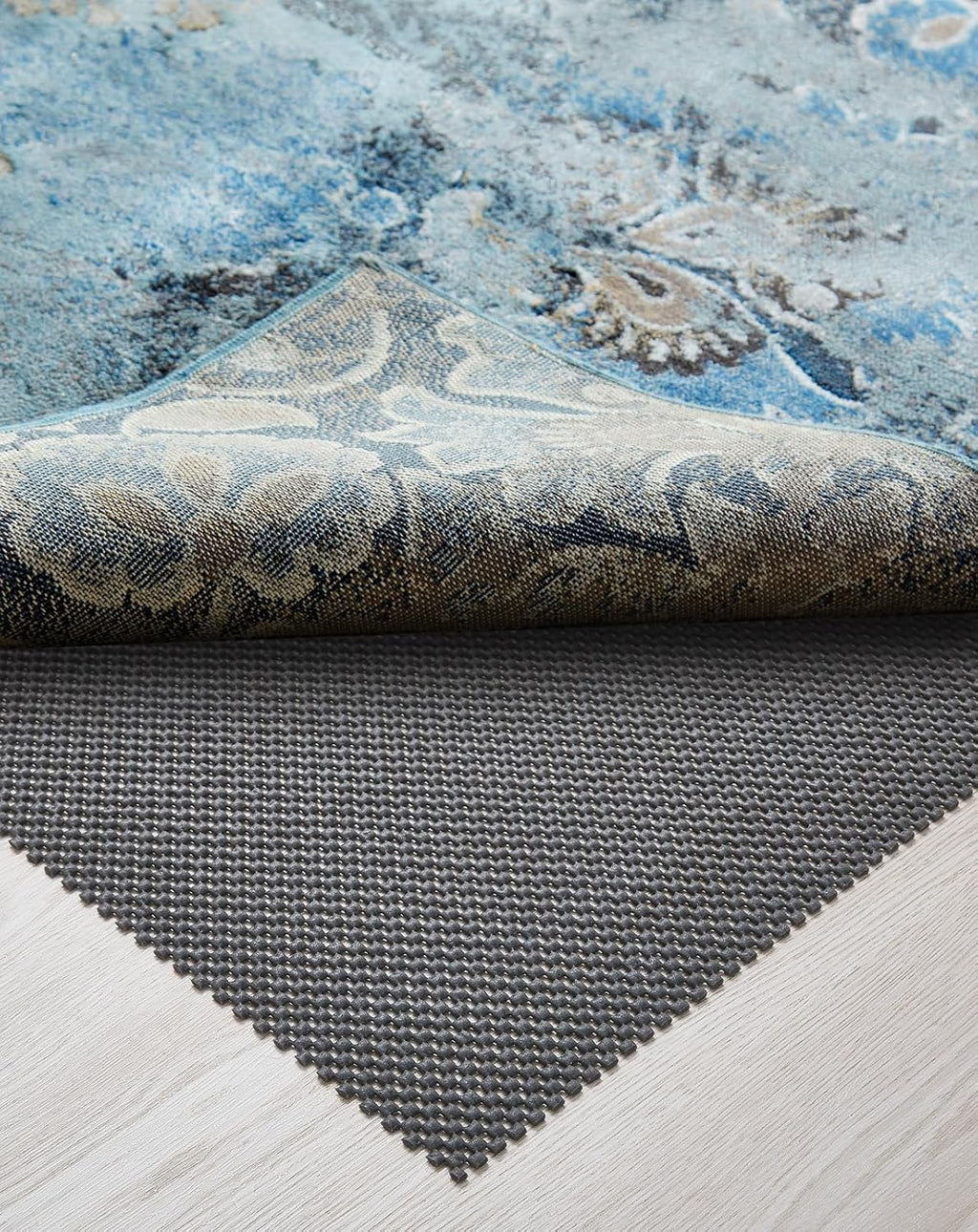 Veken Rug Pad Gripper - Non-Slip 5x8 Ft Thick Mat for Hardwood & Tile Floors - Dark Grey Anti-Skid Design