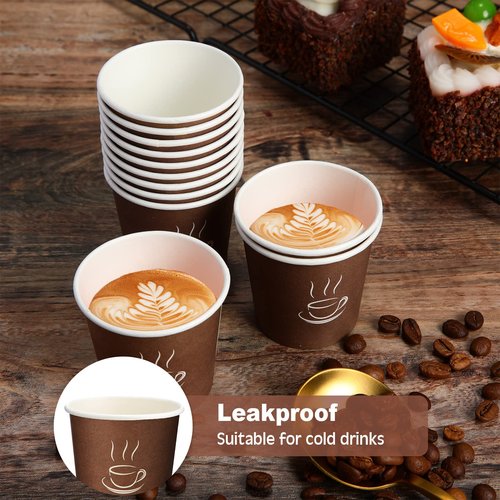 Gerrii 1000 Pcs Small Coffee Cups Paper Espresso Cups Disposable Mini Hot Cups Hot Cold Drinking Cups for Travel, Party, Tea, Bathroom, Picnic, Events, Brown (4 oz)