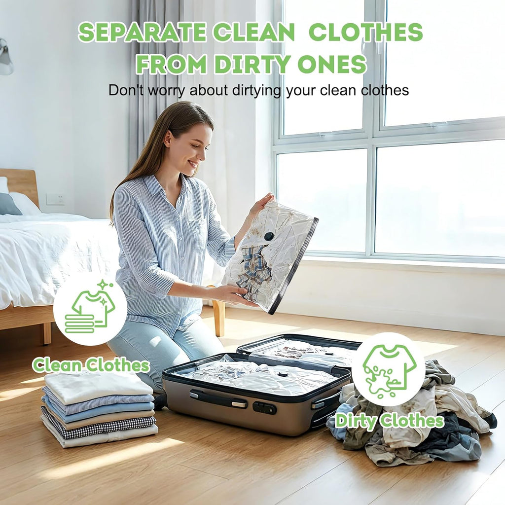 Mapambo Vacuum Storage Bags - 15 Pack with 60000Pa USB Pump | Space-Saving Travel Bags in 3 Sizes