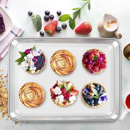 Deedro Baking Sheet Set - Stainless Steel Cookie Half Sheets with Cooling Racks | 12 x 10 Inch, Heavy Duty, Dishwasher Safe