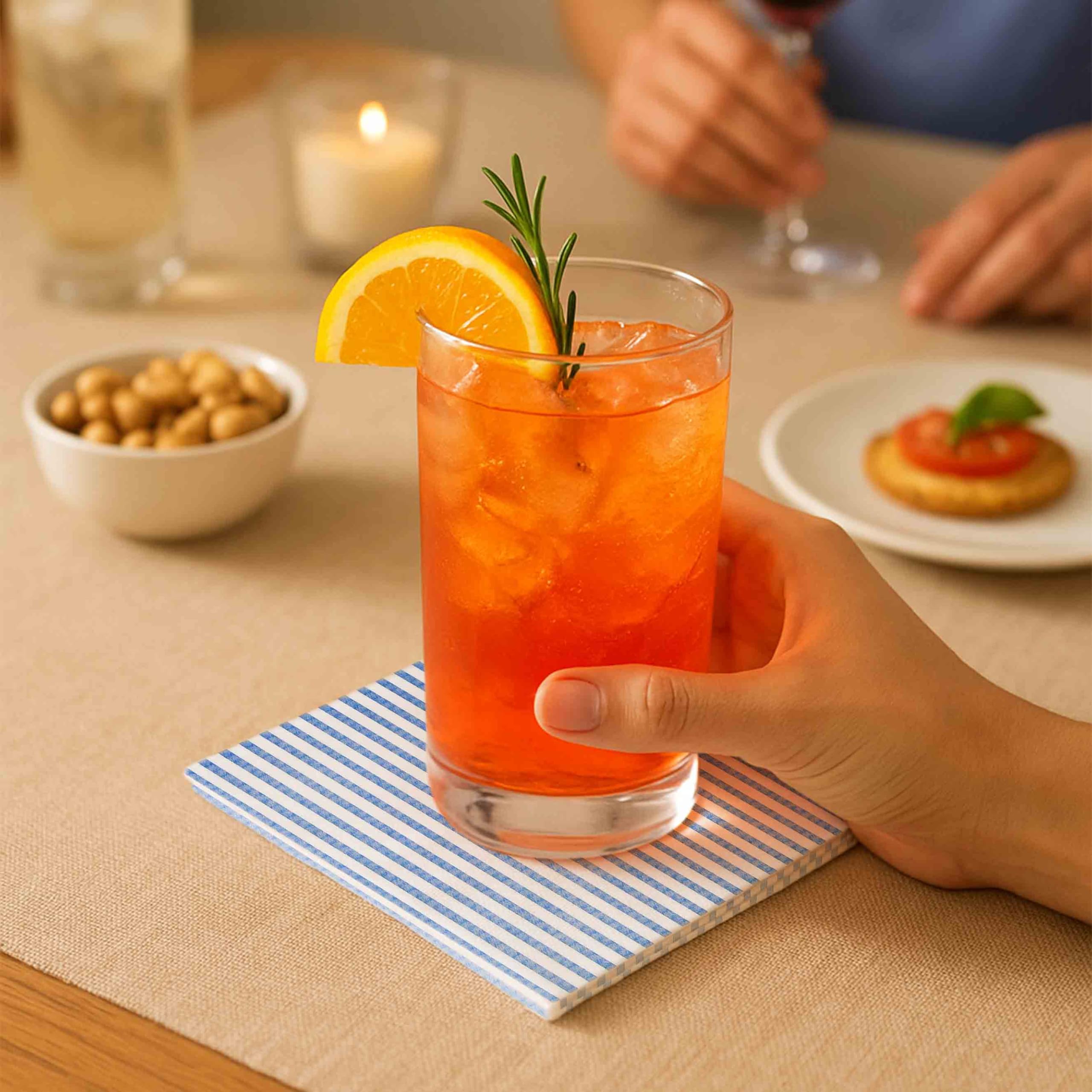 100 Pcs Blue & White Stripe Cocktail Beverage Napkins Disposable Paper Thin Striped Dessert Napkin for Birthday Baby Shower Party Supplies Decor