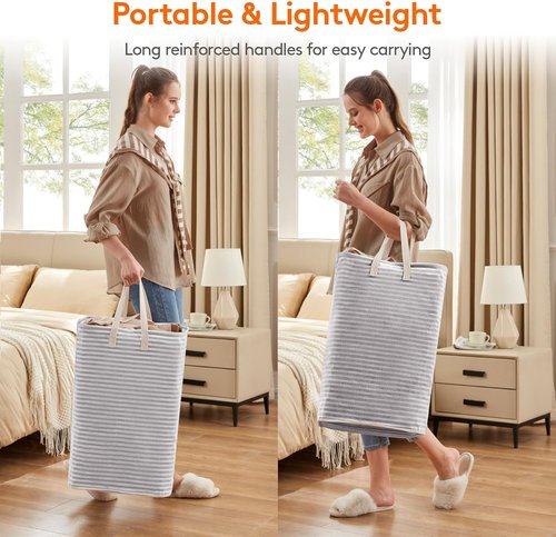 Lifewit Laundry Basket - 65L Collapsible Hamper with Reinforced Handles | Waterproof Grey Design