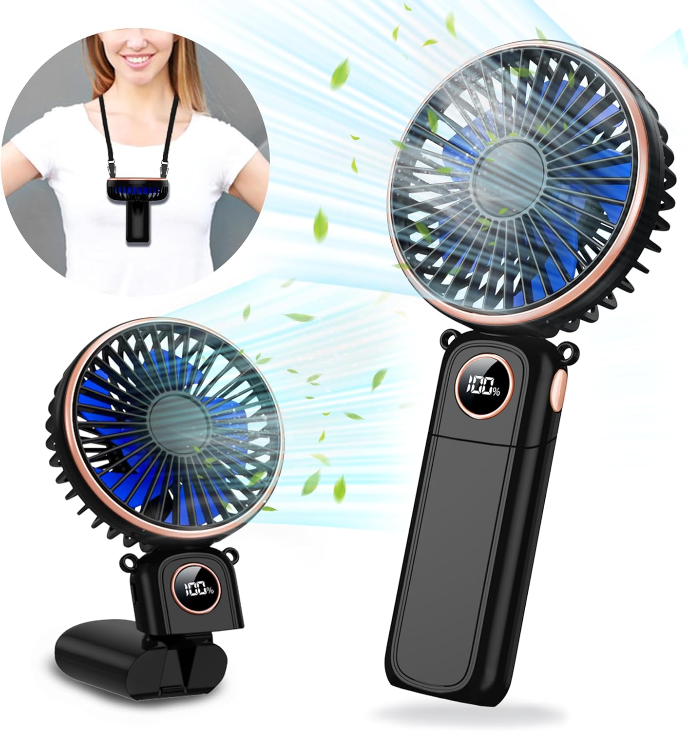 Skiennix Portable Handheld Fan - USB Rechargeable Mini Fan with 22Hrs Runtime & 6 Speeds | Perfect for Travel & Outdoor Use