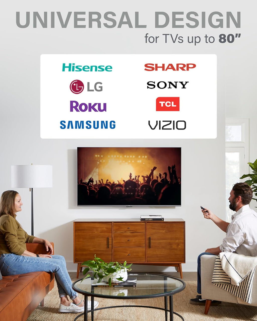 SANUS Low Profile TV Wall Mount | Universal Fixed Bracket for 40" to 80" TVs - Slim 1” Design & Easy 3-Step Installation