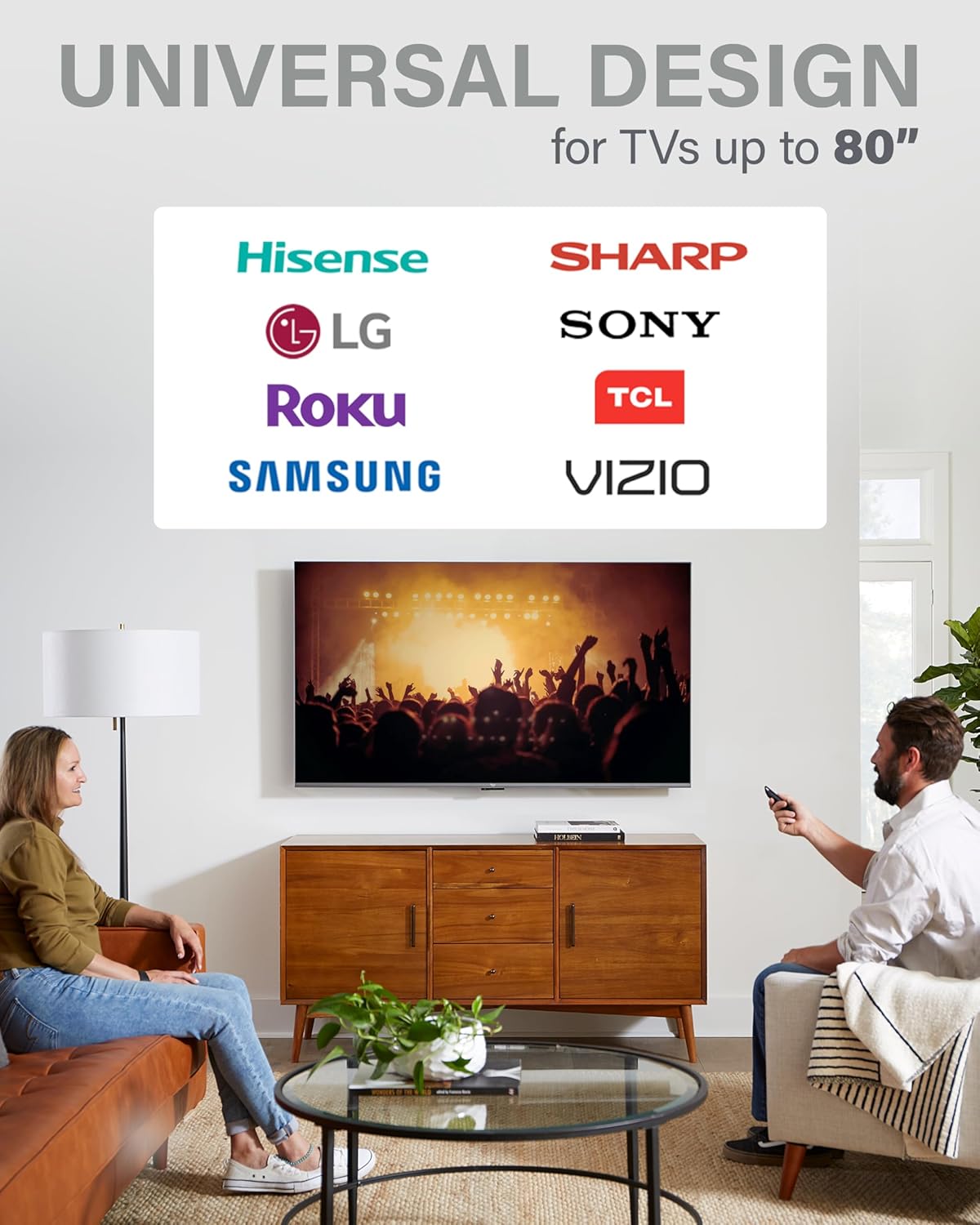 SANUS Low Profile TV Wall Mount | Universal Fixed Bracket for 40" to 80" TVs - Slim 1” Design & Easy 3-Step Installation