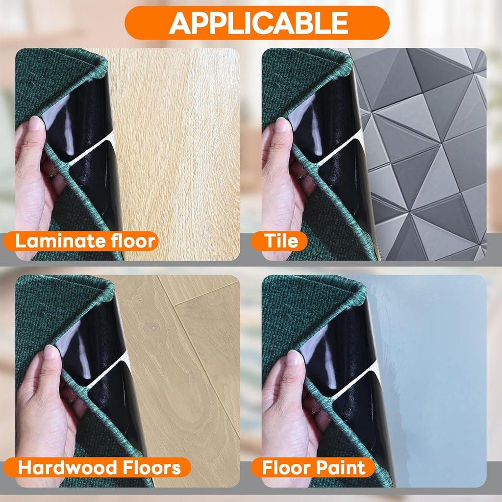 Skiennix Non-Slip Rug Grippers - Reusable Carpet Tape Pads for Hardwood & Tile Floors (12 Pack)