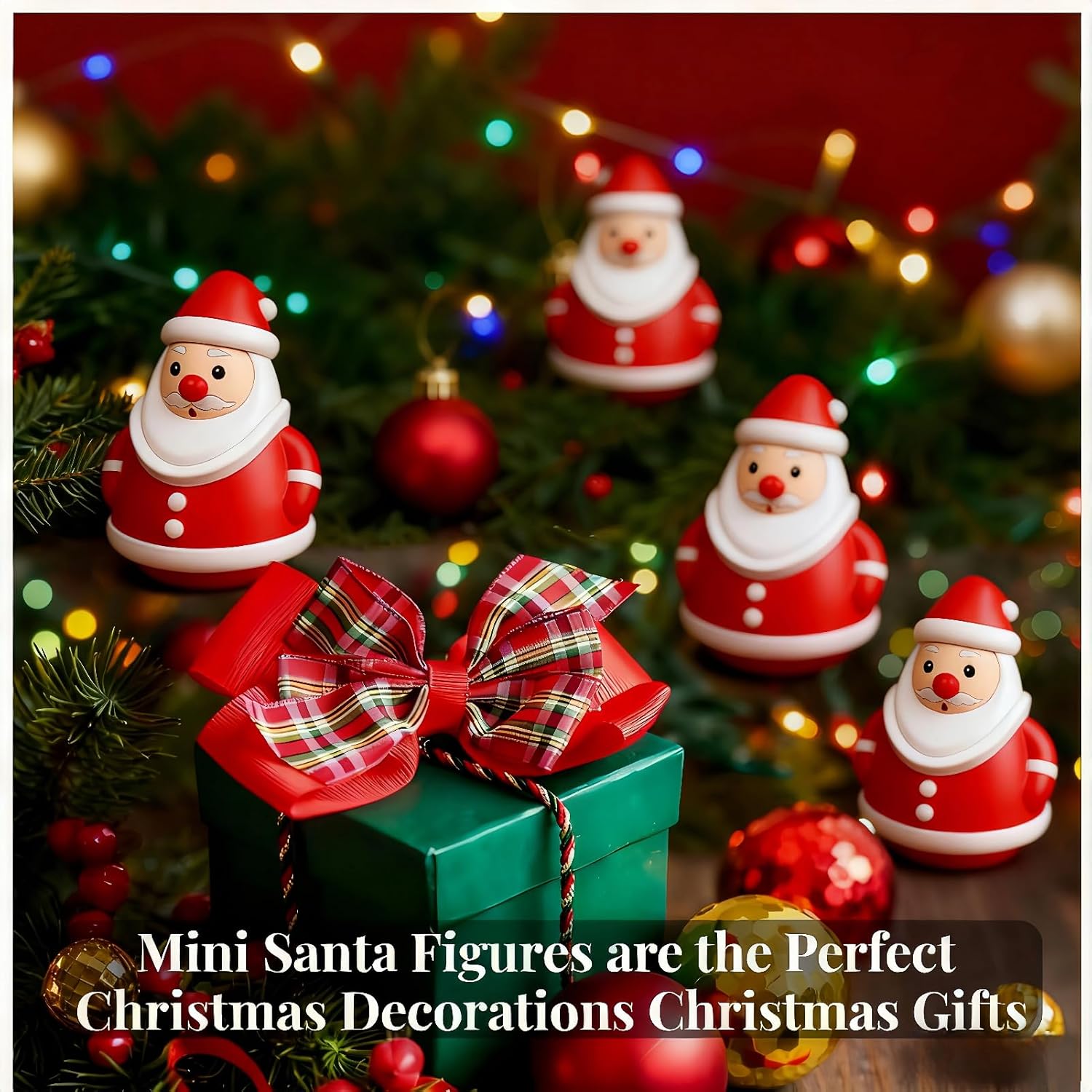 Skiennix Mini Santa Claus Decor - Cute 3D Christmas Figurines for Holiday Parties & Home Decor