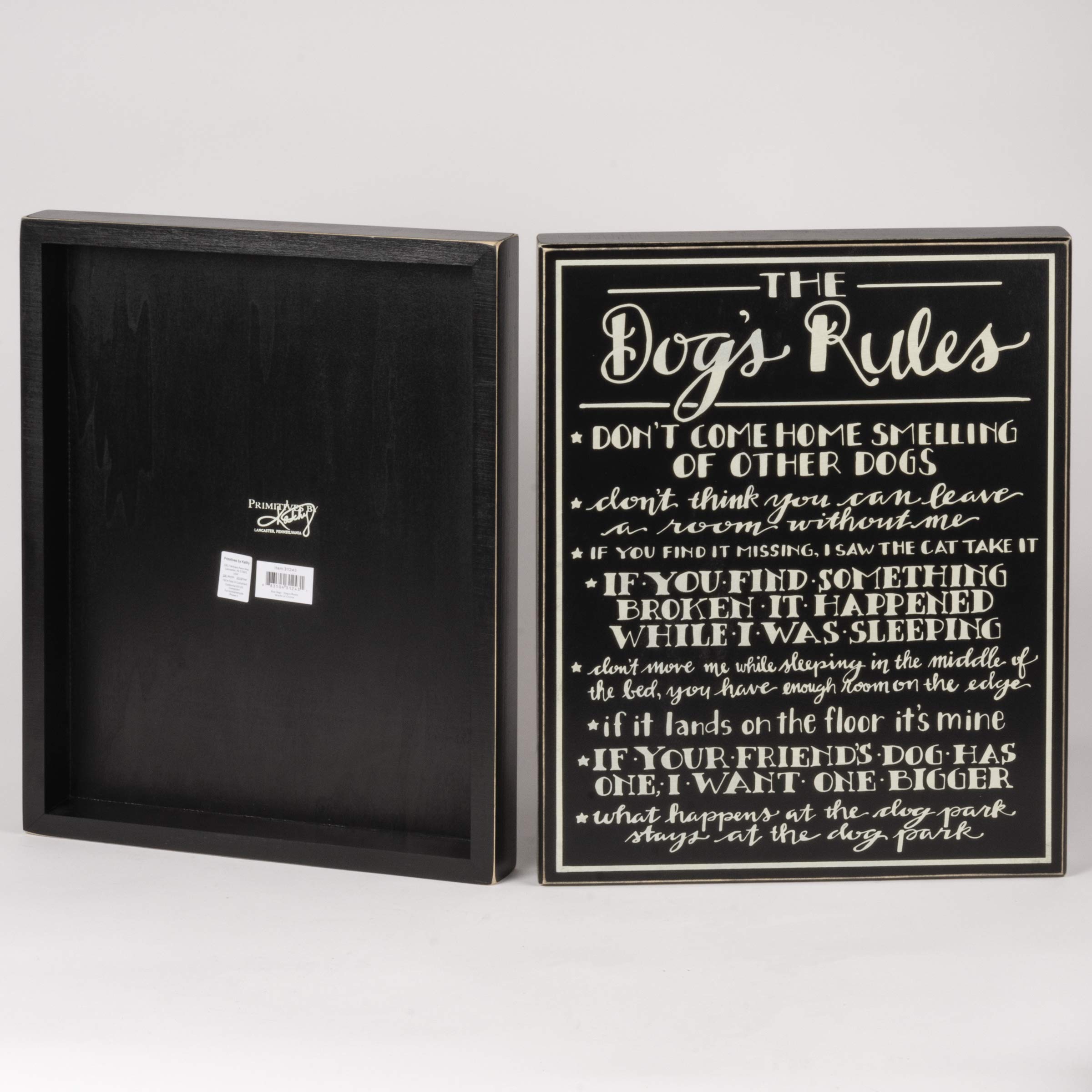 Primitives by Kathy 31243 The Dog's Rules Box Sign, 13.25" x 17"