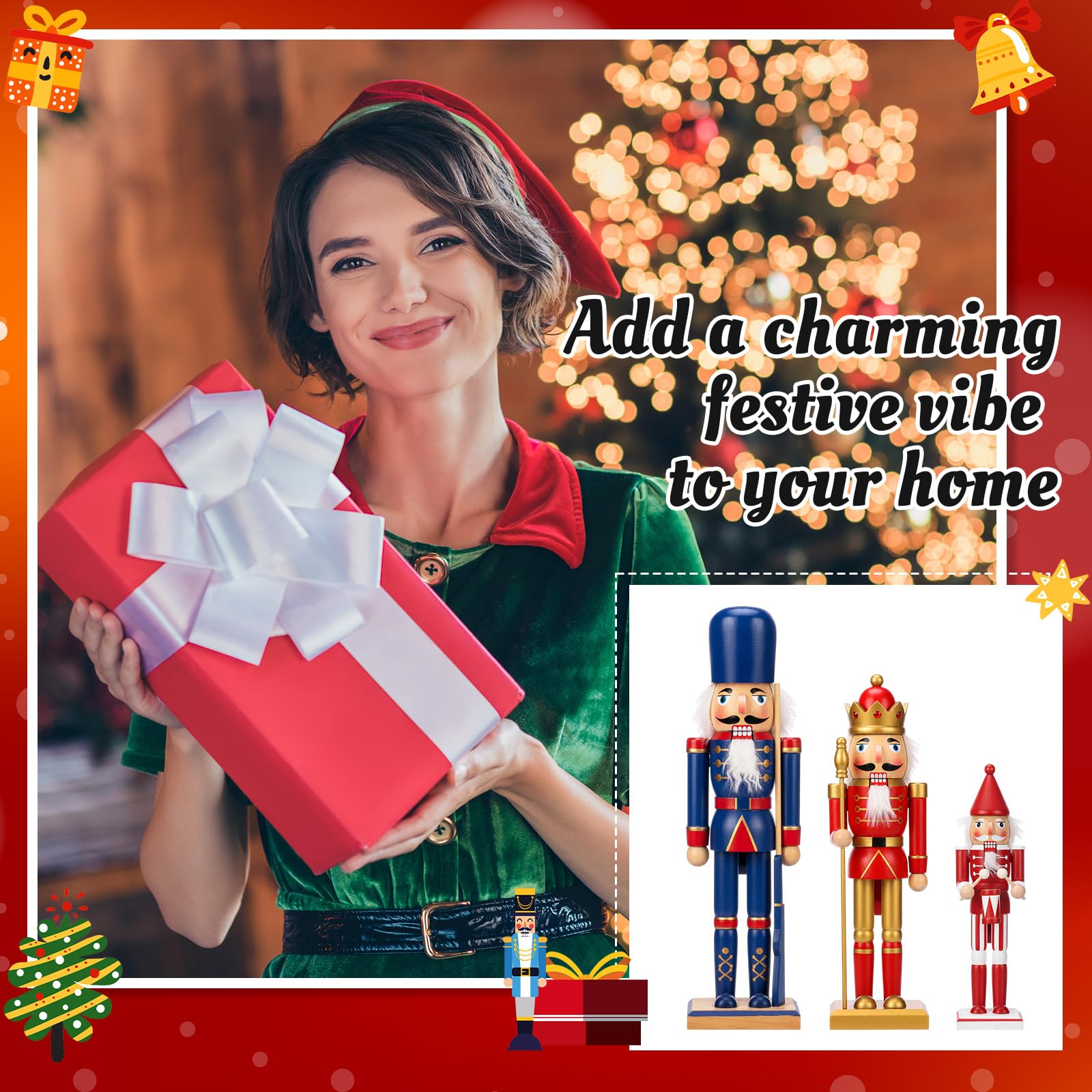 Vercraft 9 Set Unfinished Nutcracker Wooden Unpainted Nutcrackers Christmas Plain Paint Your Own Nutcracker Figurines Craft Kit Ornaments with Paint and Brush for Xmas Holiday Decoration