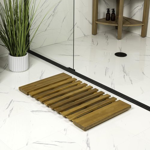 JONATHAN Y Acacia Wood Slat Indoor/Outdoor Bath Mat Natural 16"X26", Paige Modern Classic for Shower Mat for Bathroom Bathtub, Door, Spa, Sauna or Garden MAT1000A