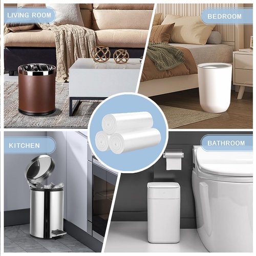 Small Trash Bags 4 Gallon - 108 Count Leakage-Proof 4 Gallon Trash Bag, Small Garbage Bags for Office Bedroom Bathroom Mini Trash Bags, Unscented White 15L Small Trash Can Liners