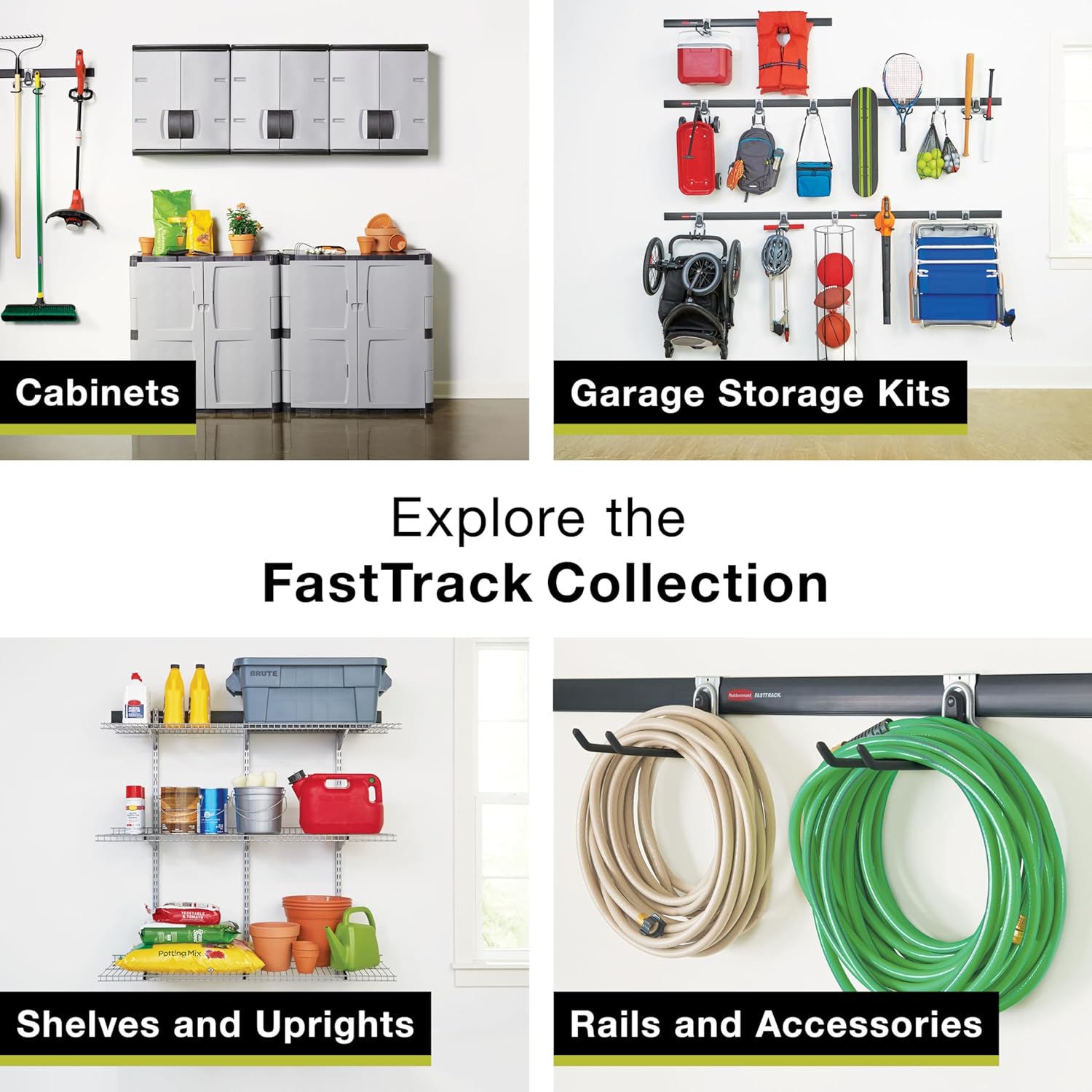 Rubbermaid Garage Recycling Bin - Wall Mounted System Holds Up to 50 Pounds | Blue/Satin Nickel