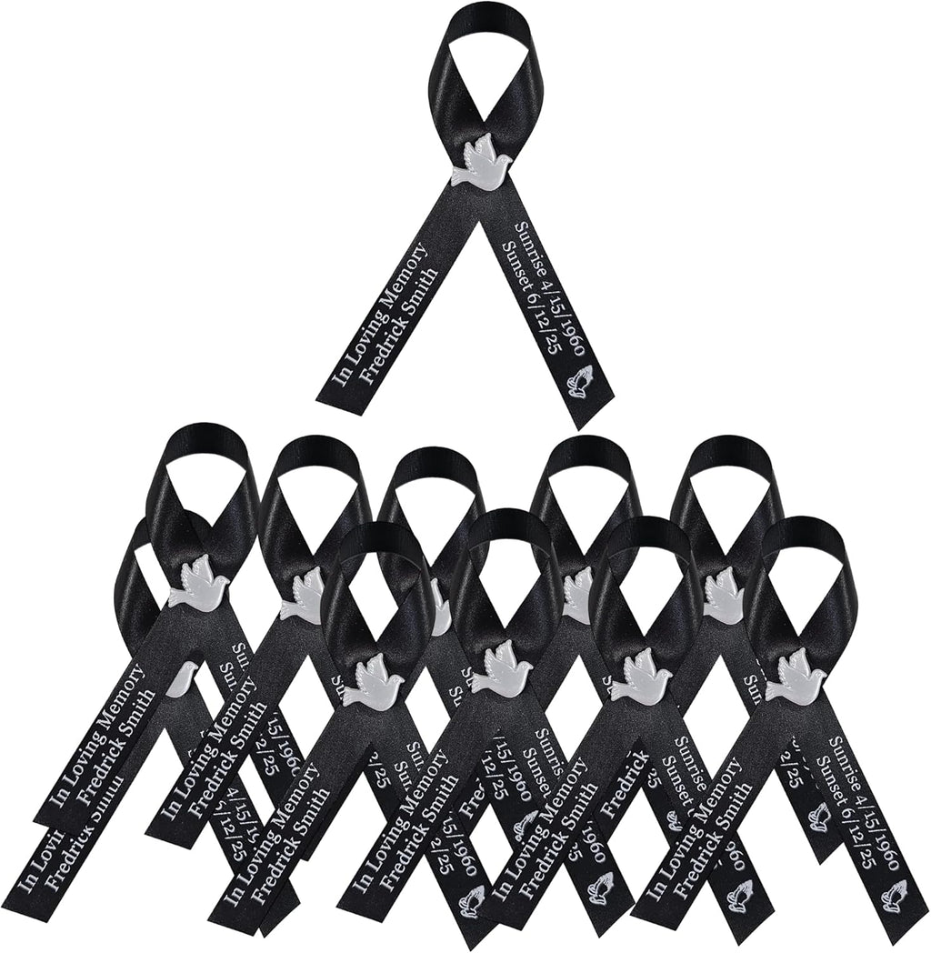 Regine Switzerland Personalized Memorial Ribbon Pins - Custom Cross Design for Celebrating Life | Sympathy Awareness