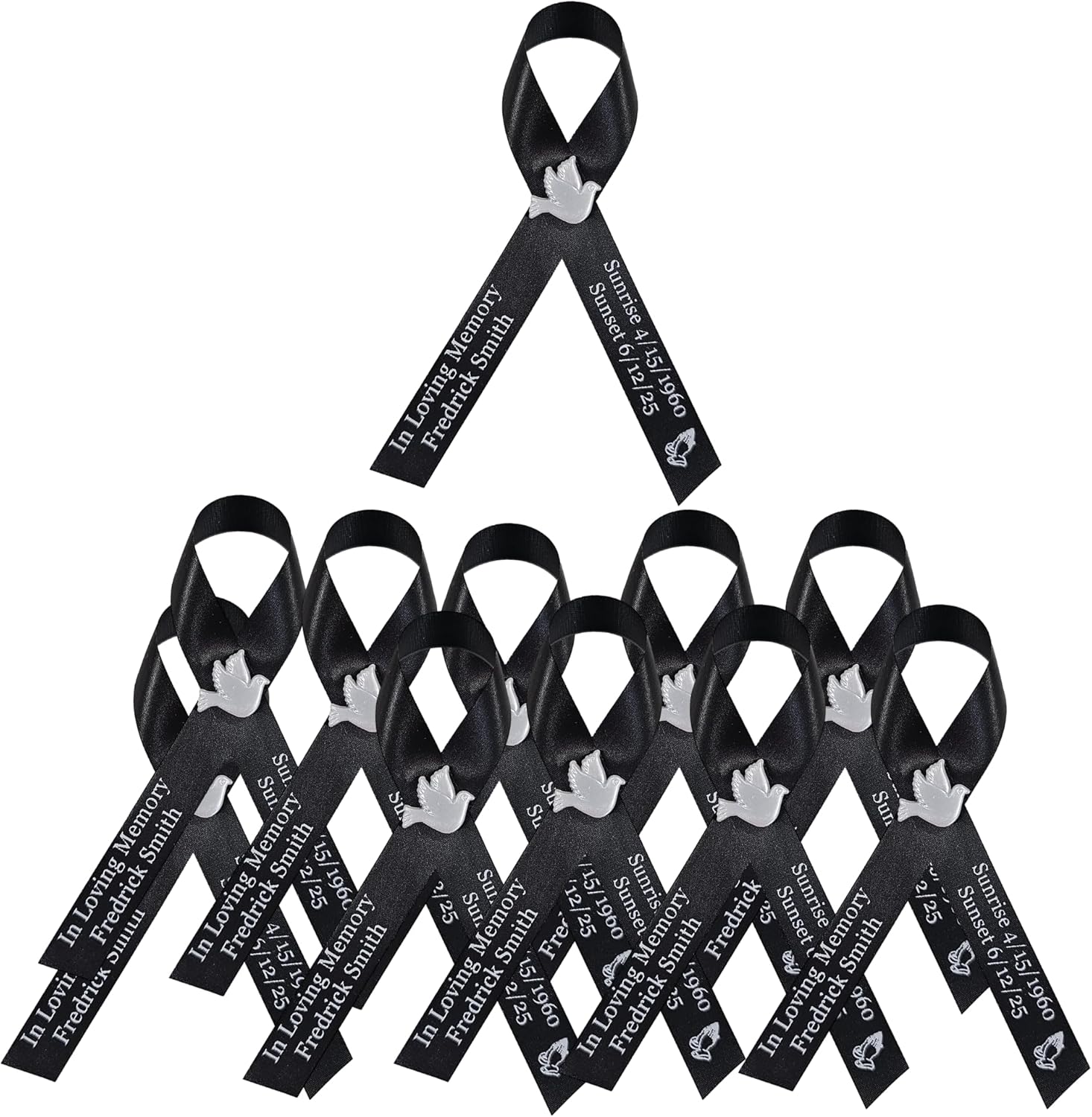 Regine Switzerland Personalized Memorial Ribbon Pins - Custom Cross Design for Celebrating Life | Sympathy Awareness
