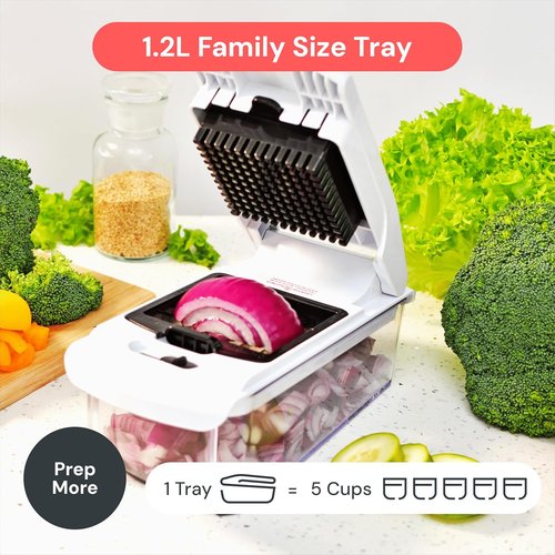 Fullstar Pro Chopper - 4-in-1 Vegetable Chopper & Spiralizer with Container | Essential Kitchen Gadget (White)