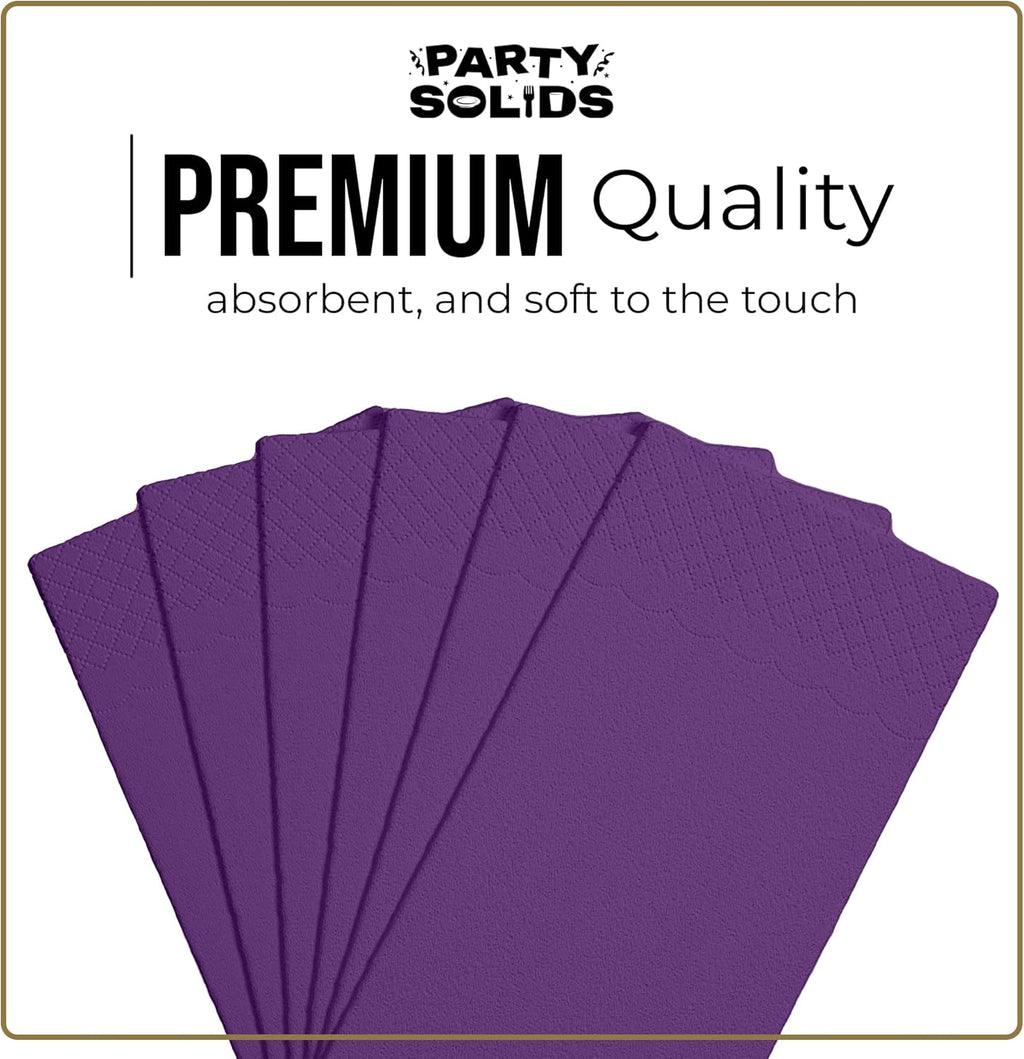Party Solids Purple Dinner Napkins - 40 Pcs 2-Ply Disposable Paper Napkins for Events & Everyday Use