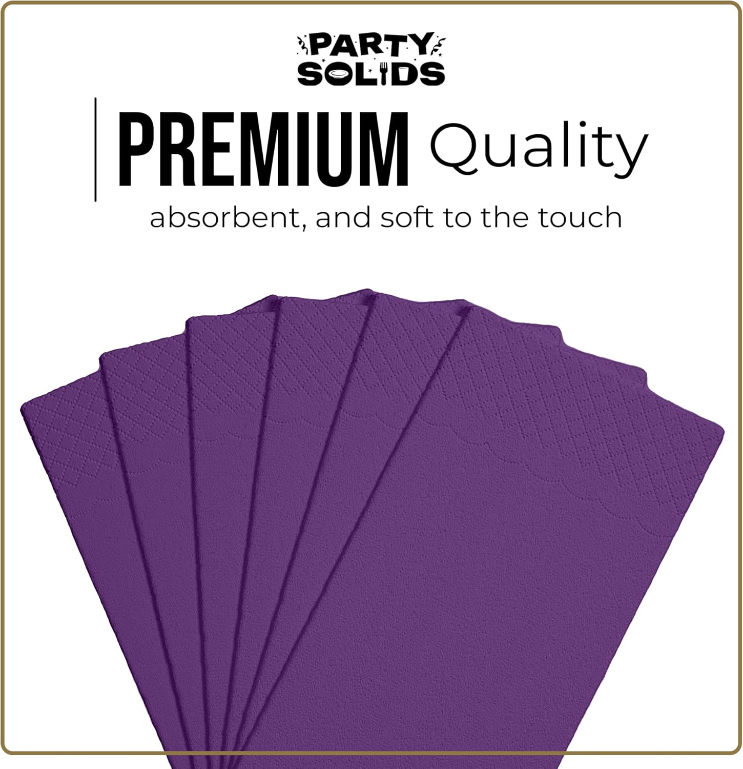 Party Solids Purple Dinner Napkins - 40 Pcs 2-Ply Disposable Paper Napkins for Events & Everyday Use