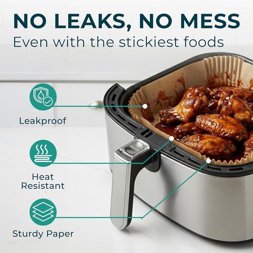 Cathy Yoder Air Fryer Paper Liners - 125 PCS 8-Inch Disposable Parchment Sheets for Easy Cleanup | Fits 5-8QT