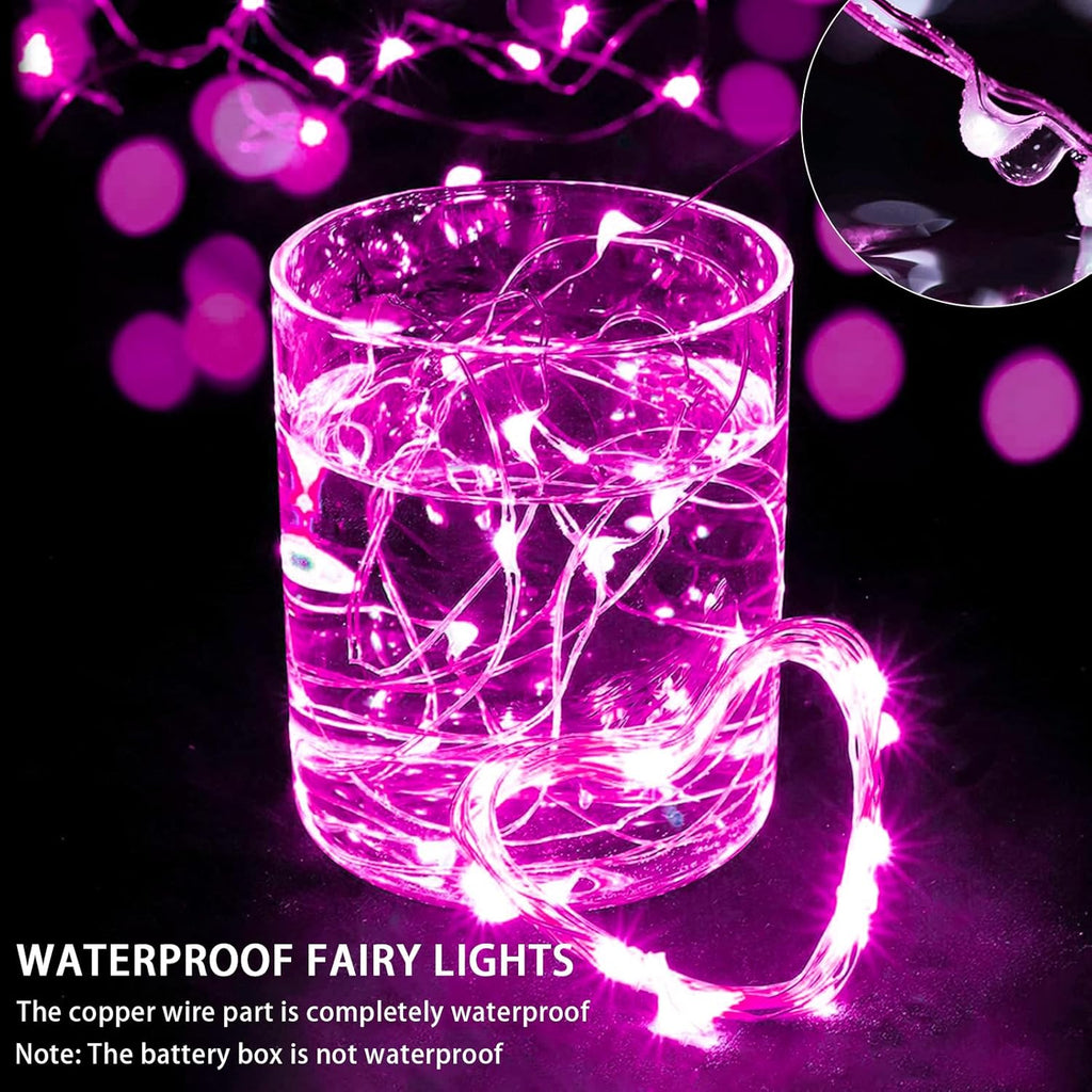Skiennix 12 Pack Pink Fairy Lights - 7Ft 20 LED Twinkle String Lights | Battery Operated & Waterproof for Weddings, Parties, & Decor