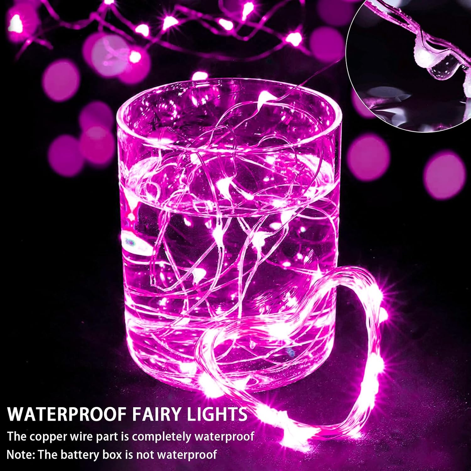 Skiennix 12 Pack Pink Fairy Lights - 7Ft 20 LED Twinkle String Lights | Battery Operated & Waterproof for Weddings, Parties, & Decor